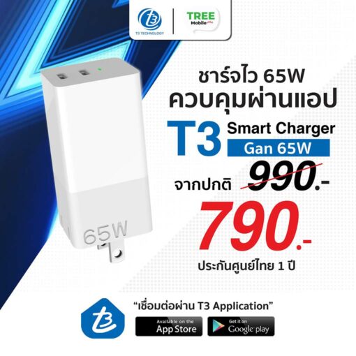 หัวชาร์จ T3 ชาร์จไว Smart Fast Charge 65W  หัวชาร์จอัจฉริยะ - Image 2